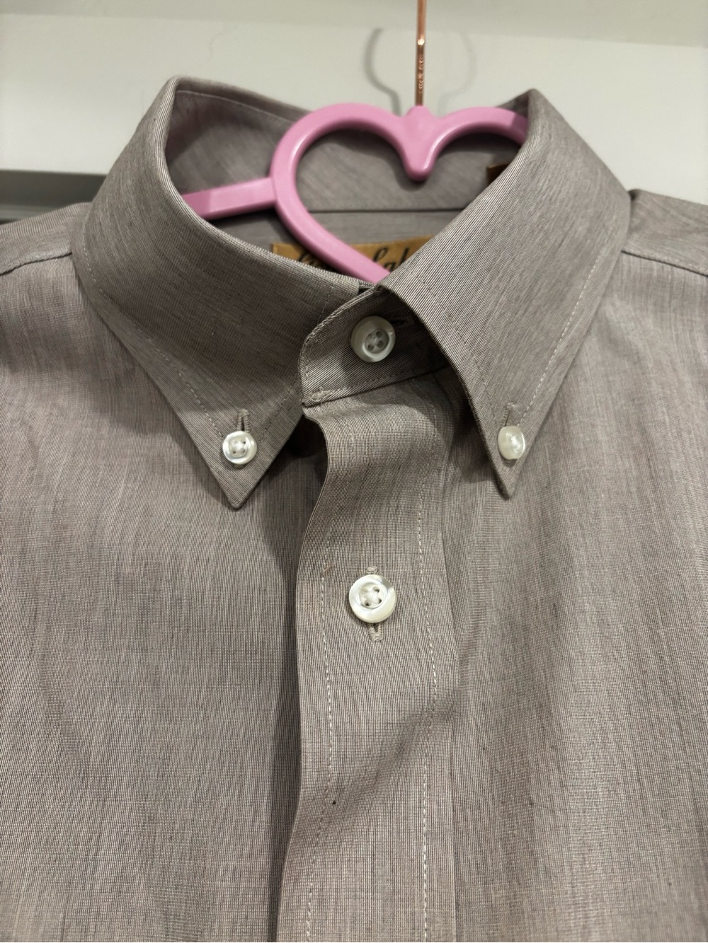 Men's Button-Down Dress Shirt in Light Taupe